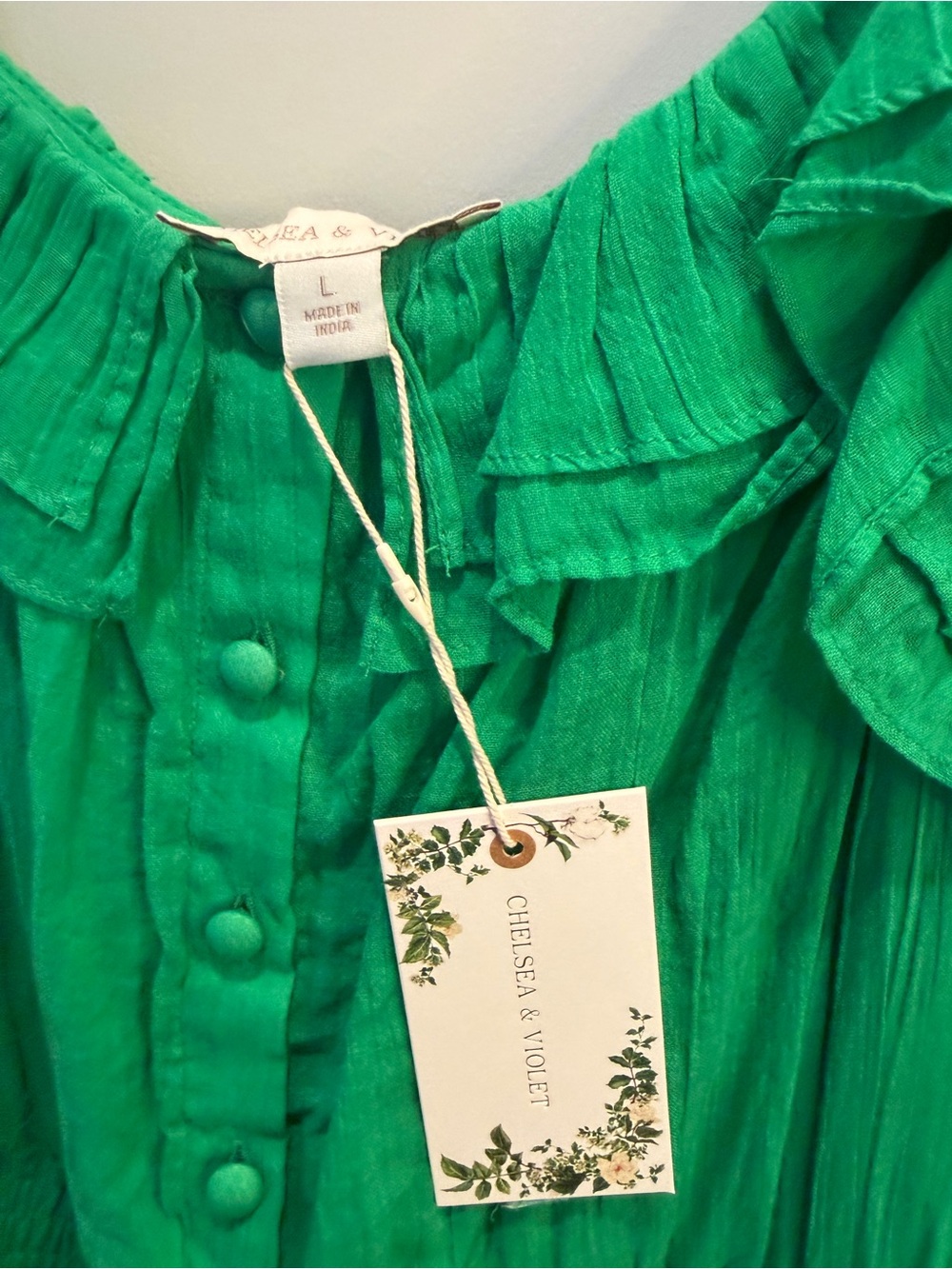 Chelsea & Violet Green Ruffle-Sleeve Romper - Picture 3 of 5